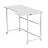 MCN Maclean sulankstomas L formos stalas baltas 100x65 cm mobilus su fiksuojamais ratukais MC-1250 L/W
