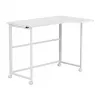 MCN Maclean sulankstomas L formos stalas baltas 100x65 cm mobilus su fiksuojamais ratukais MC-1250 L/W