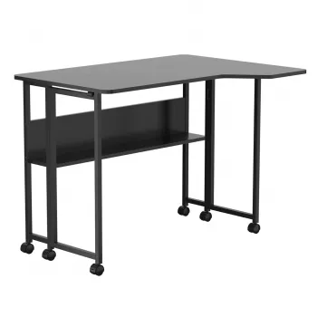 MCN Maclean Sulankstomas stalas, juodas, mobilus, 100x73 cm, max. 50 kg, kampinis, L formos, MC-126 L/B