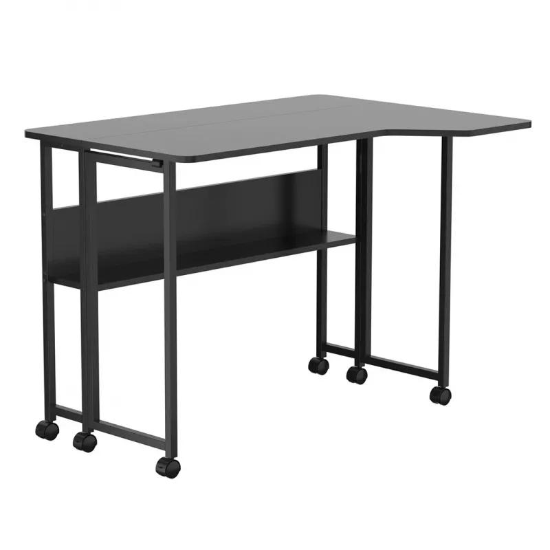 MCN Maclean Sulankstomas stalas, juodas, mobilus, 100x73 cm, max. 50 kg, kampinis, L formos, MC-126 L/B