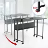 MCN Maclean Sulankstomas stalas, juodas, mobilus, 100x73 cm, max. 50 kg, kampinis, L formos, MC-126 L/B