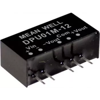 MEAN WELL DPU01L-12 1W DC-DC keitiklio modulis, 12V įėjimas, 12V išėjimas, SIP
