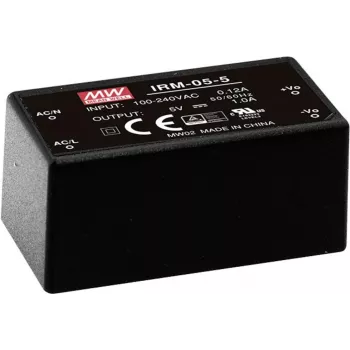 MEAN WELL IRM-05-12 5W AC/DC modulis maitinimo šaltinis, 12V 0,42A, PCB montavimas, juodas