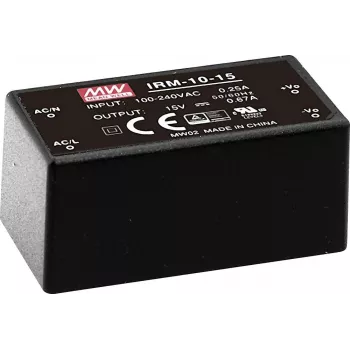 MEAN WELL IRM-10-12 AC/DC maitinimo šaltinis 10.2W 12V 0.85A užpildytas PCB montuojamas modulis juodas