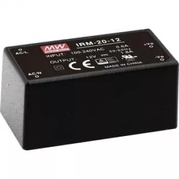 MEAN WELL IRM-20-15 - 20W 15V 1.34A uždaras PCB montuojamas maitinimo šaltinis, 85-264VAC įėjimas, juodas