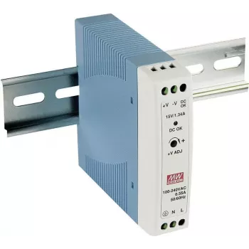 MEAN WELL MDR-20-15 DIN bėgio maitinimo šaltinis 15V DC 1.34A 20W