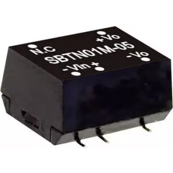 MEAN WELL SBTN01N-05 1W DC-DC keitiklio modulis, 5V įėjimas, 5V išėjimas, 200mA, SMD, izoliuotas