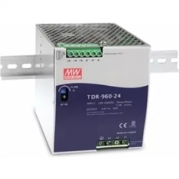 MEAN WELL TDR-960-48 960W 48V 20A trifazis DIN bėgio maitinimo šaltinis su aktyviu PFC ir visapusiška apsauga