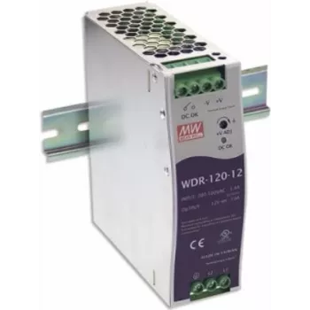 MEAN WELL WDR-120-24 DIN bėgio maitinimo šaltinis 120W 24V 5A Industrial Metal