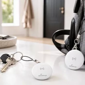 MEDIARANGE MRMA140 Smart Tracker 2 vnt. – Bluetooth 5.2 daiktų sekiklis su Apple Find My, IP67, 12 mėn. baterija