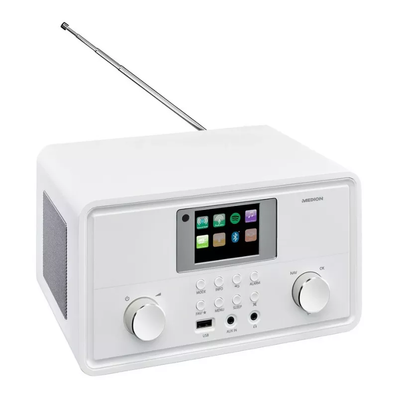 MEDION MD 88069 internetinis radijo imtuvas su DAB+, FM, Bluetooth ir Wi-Fi, baltas