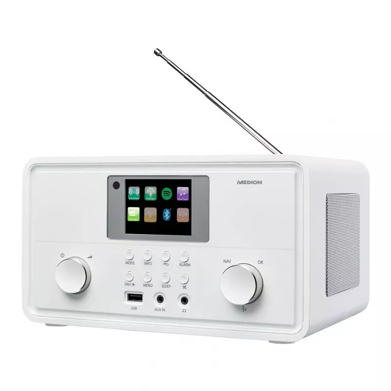 MEDION MD 88069 internetinis radijo imtuvas su DAB+, FM, Bluetooth ir Wi-Fi, baltas