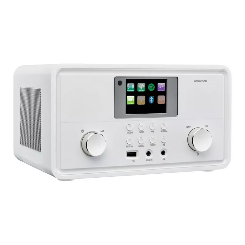 MEDION MD 88069 internetinis radijo imtuvas su DAB+, FM, Bluetooth ir Wi-Fi, baltas