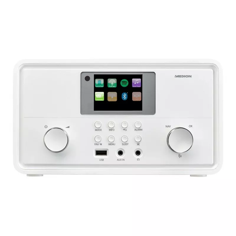 MEDION MD 88069 internetinis radijo imtuvas su DAB+, FM, Bluetooth ir Wi-Fi, baltas