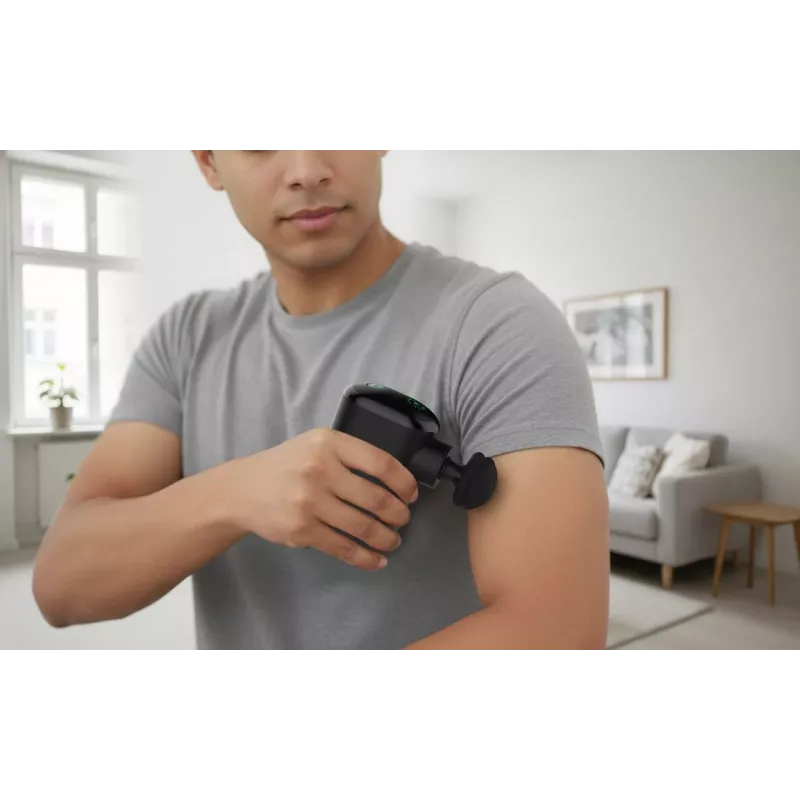 Medisana MG 120 Pocket Massage Gun – kišeninis perkusinis masažuoklis su 4 antgaliais, USB-C įkrovimu, 4 intensyvumo lygiais, kompaktiškas kelioninis dydis