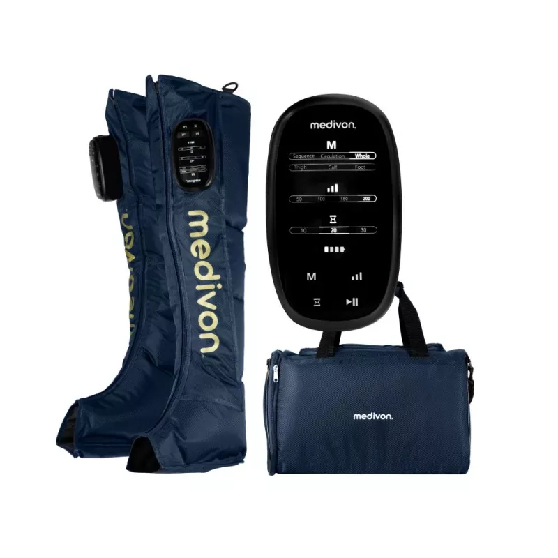 Medivon Compression Massager Aeria – oro suspaudimo kojų ir pėdų masažuoklis su šildymu, 3 režimais, 3 intensyvumo lygiais, belaidžiu nuotolinio valdymo pulteliu
