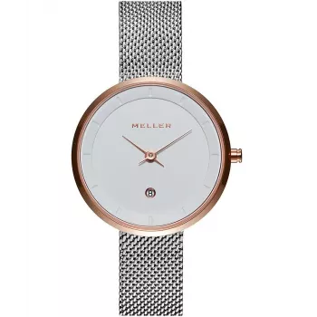 MELLER W5RB-2SILVER Astar Baki Moteriškas Analoginis Kvarcinis Laikrodis 33 mm Sidabrinis Nerūdijančio Plieno Tinklelis