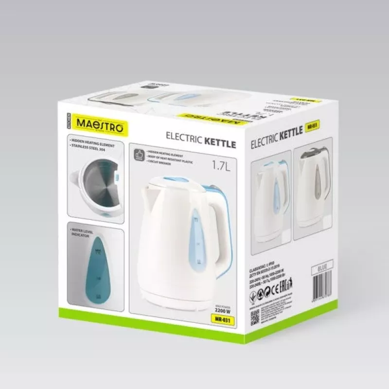 MEO MAESTRO elektrinis virdulys 1,7 l 2200 W mėlynas MR-031-BLUE