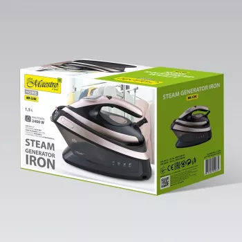 MEO MR-320C Maestro 2400W Garų generatoriaus lygintuvas su keraminiu padu, 3,5 bar slėgiu, 120 g/min garų smūgiu, 1,2 l talpa