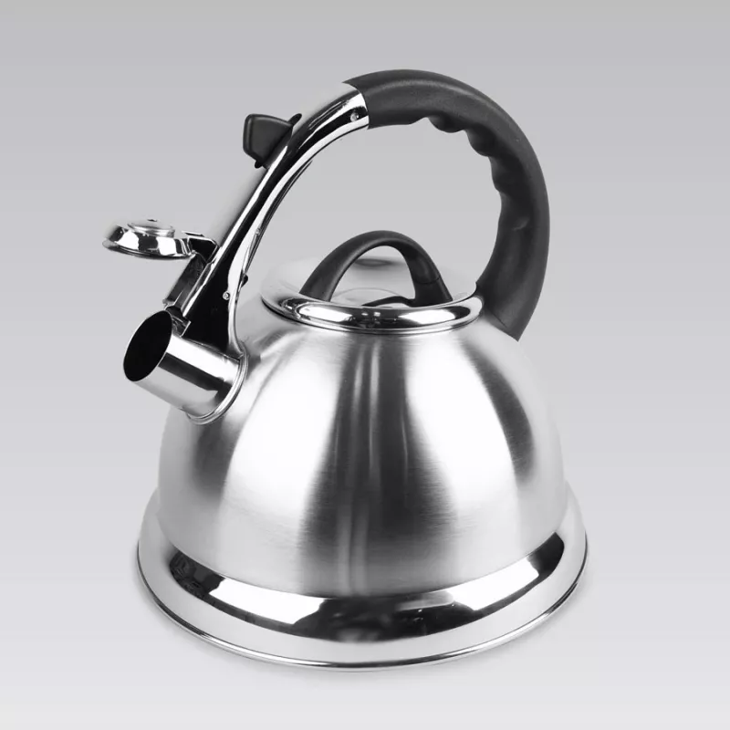 MEO Stovetop Kettle 2.8L MR-1328 MAESTRO Nerūdijančio plieno švilpiantis virdulys su karščiui atsparia bakelito rankena, tinka indukcijai ir visų tipų kaitlentėms, sidabrinis