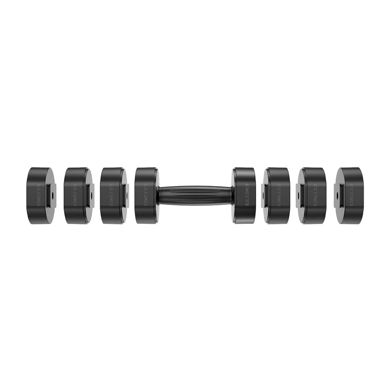 MERACH MR-2444 Reguliuojami hanteliai (2 vnt. rinkinys) - 2,5-24 kg, 15 nustatymų, sukimo ratukas, juoda/raudona