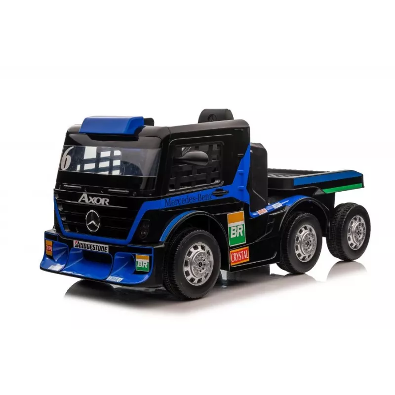 Mercedes sunkvežimis su priekaba XMX622B tamsiai mėlynas LCD baterijomis maitinamas žaislas