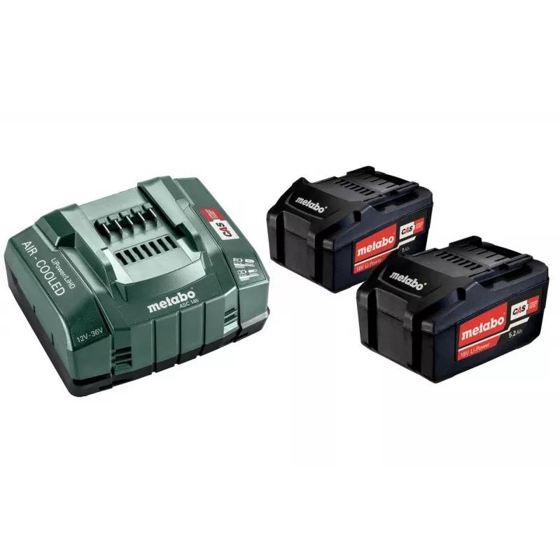 Metabo 18V LiHD 5.5Ah akumuliatorių ir ASC 145 Air Cooled įkroviklio rinkinys (2 akumuliatoriai)