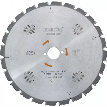 Metabo 628220000 diskinis pjūklo diskas 254 mm x 30 mm x 60T, skirtas medienai su vinimis, statybinei medienai, masyviajai medienai – KGS 254 M, KGS 254 Plus, KGS 254 I Plus, KS 254 Plus