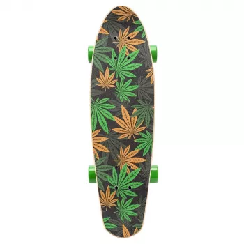 Meteor Cannabis Green-Brown-Orange Mini Cruiser Skateboard 22 colių