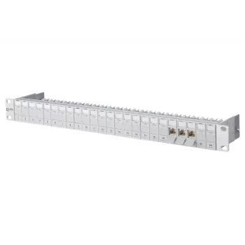 METZ CONNECT 130B11P0-E Cat6a 24 prievadų ekranuotas pach panelis, 1U montavimas į stelažą, IDC be įrankių, T568A/B, 500 MHz, PoE+ 130B11P0-E-90