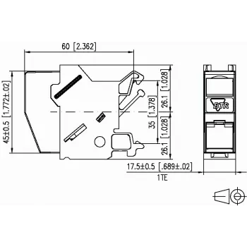 METZ CONNECT BTR E-DAT Module REG 8(8) IP20 Empty - tuščias DIN bėgelio korpusas duomenų moduliams, 1TE, šviesiai pilkas