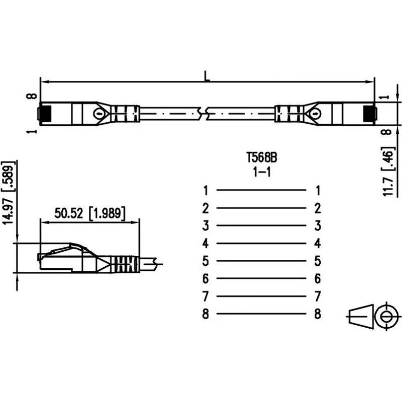 METZ CONNECT Cat.6A S/FTP tinklo kabelis RJ45 į RJ45, 10GBase-T, 0,5 m, pilkas, LSZH, auksuoti kontaktai 1308455088-E