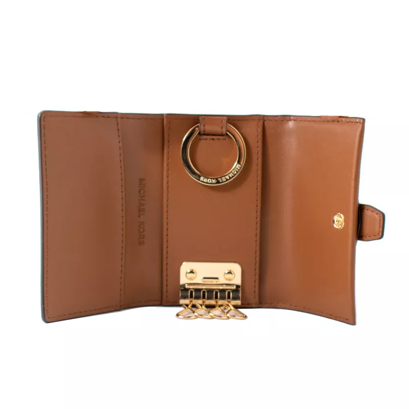 MICHAEL KORS Jet Set Travel Kortelių Laikiklis Ruda Signature PVC
