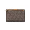 MICHAEL KORS Jet Set Travel Kortelių Laikiklis Ruda Signature PVC