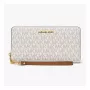 MICHAEL KORS Jet Set Travel Continental Wallet 35S6GTVE9BVAN vanilininės spalvos dengto drobės piniginė