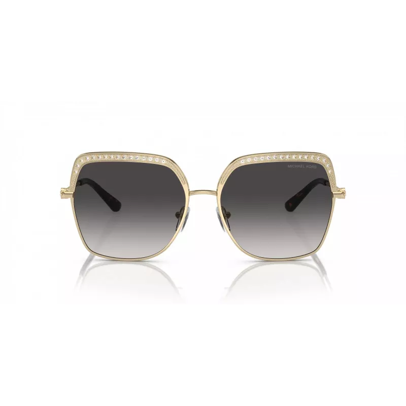 Moteriški akiniai nuo saulės Michael Kors MK1141-10188G – juodas acetatinis rėmelis, pilki gradientiniai lęšiai, 57 mm
