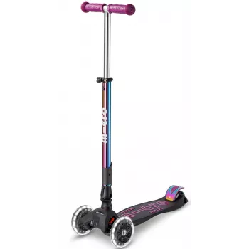 Micro Maxi Deluxe Foldable LED Neochrome 3-Ratis Vaikų Paspirtukas, Violetinis