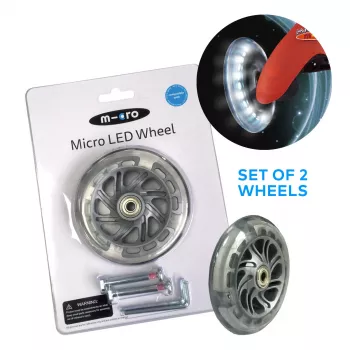 Micro Maxi Scooter Wheels with LED Lights - 120mm PU Wheels, ABEC 9 Bearings, Multi-Color, Set of 2