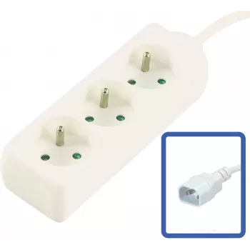 MicroConnect 3 lizdų prancūziško tipo elektros ilgintuvas su jungikliu, apsauga nuo perkrovos ir vaikų saugos langeliais, 1,5 m kabelis, baltas (MC-PS030150FRUPSW)