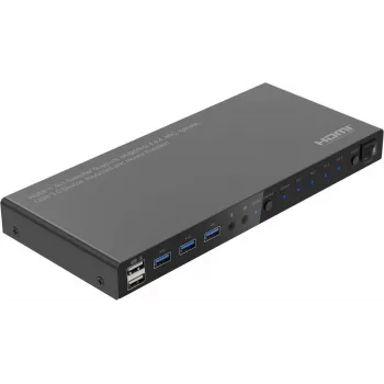 MicroConnect 4K@60Hz HDMI KVM perjungiklis 4x1 su 4K60 4:4:4, USB 3.0 šakotuvu, audio, metaliniu korpusu (MC-HDMIKVM0401-USB3-4K)