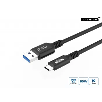 MICROCONNECT Premium USB-C į USB-A laidas (1 m, pintas nailonas, 5 Gbps, juodas)
