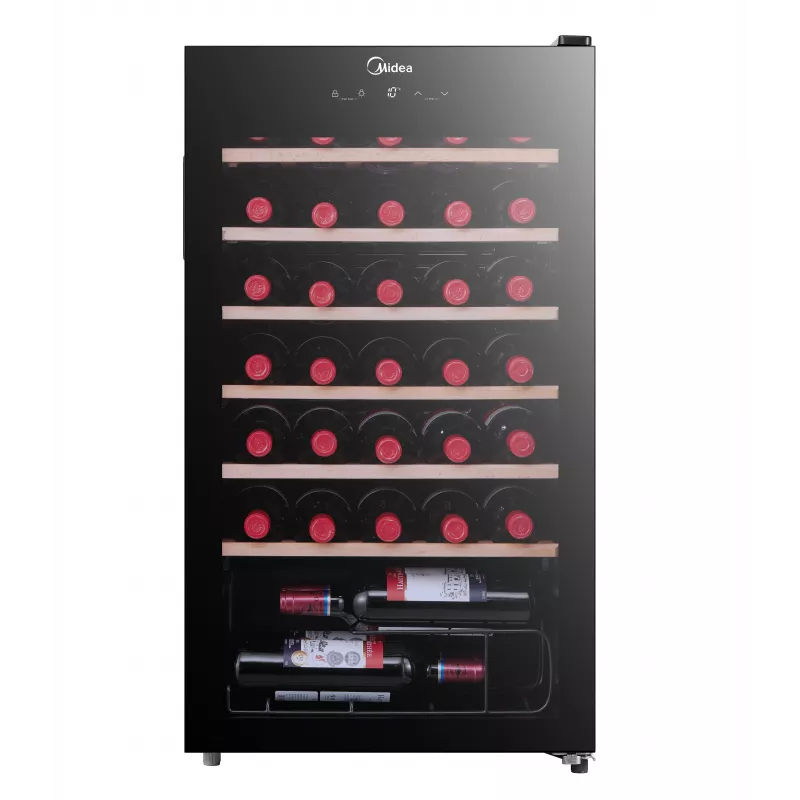 Midea vyno šaldytuvas MDRW150FGG22W, laisvai pastatomas, 34 buteliai, juodas