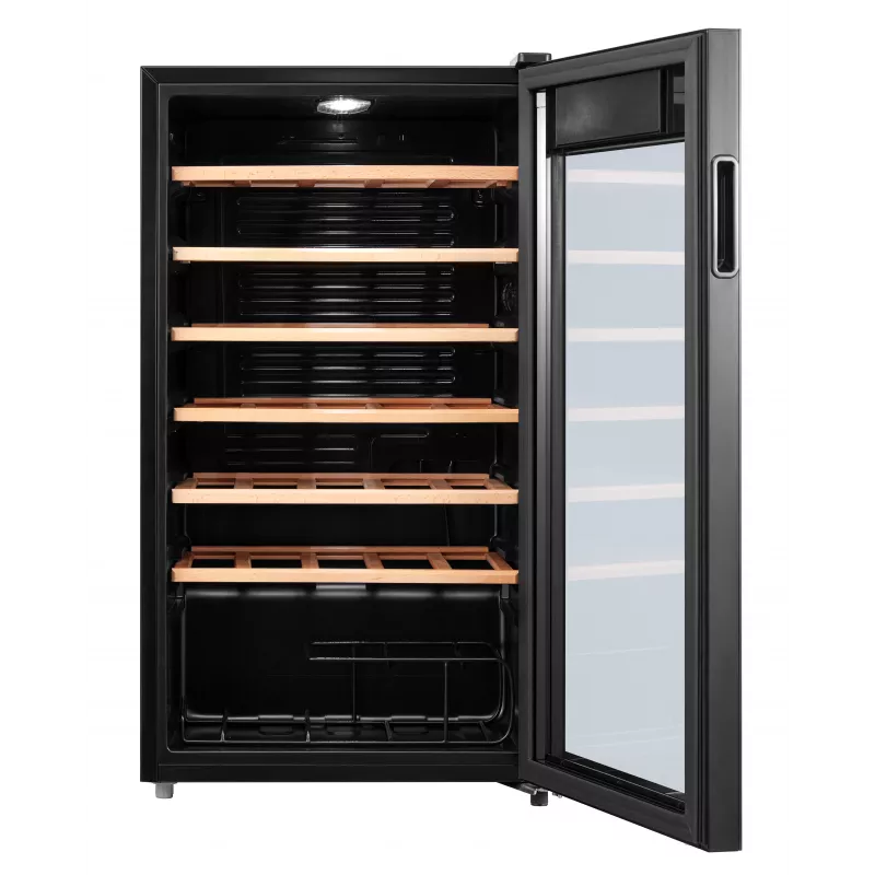 Midea vyno šaldytuvas MDRW150FGG22W, laisvai pastatomas, 34 buteliai, juodas