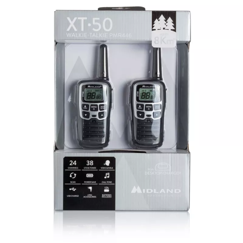 Midland XT50 2x PMR446 nešiojamos racijos pilka