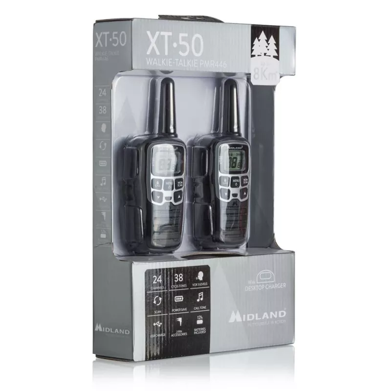 Midland XT50 2x PMR446 nešiojamos racijos pilka