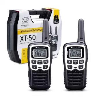 Midland XT50 Adventure PMR446 racija, 24 kanalai, 446.00625 - 446.09375 MHz, juoda, pilka