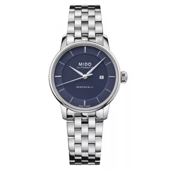 MIDO Baroncelli III moteriškas automatinis laikrodis 30 mm mėlynu ciferblatu, nerūdijančiu plienu M037207110410