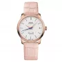 MIDO Baroncelli III Lady automatinis laikrodis 33mm rožinio aukso PVD nerūdijantis plienas sidabrinis ciferblatas rudas odinis dirželis M027207360100