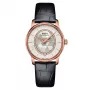 MIDO Baroncelli III Lady automatinis laikrodis 33 mm, rožinio aukso PVD, baltas perlamutro ciferblatas su deimantiniais indeksais, baltas odinis dirželis