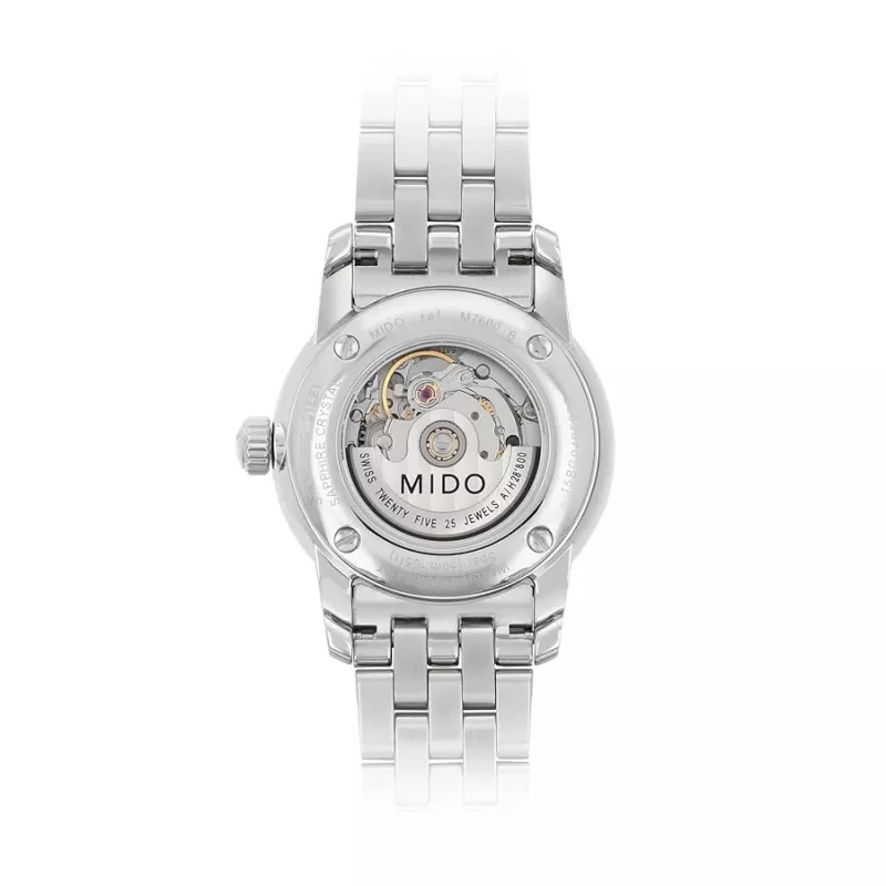 MIDO Baroncelli Lady automatinis laikrodis M76004181 29mm nerūdijantis plienas baltas perlamutras